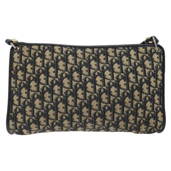 Christian Dior Trotter Canvas Shoulder Bag Navy Gold Auth 126267 - Picture 2 of 16